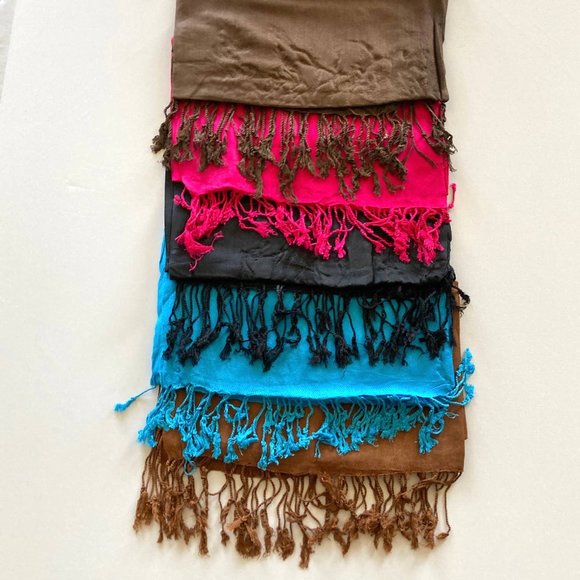 PASHMINA SCARVES Choose Blue, Black,, Fuchsia Fringe NEW - Picture 13 of 13